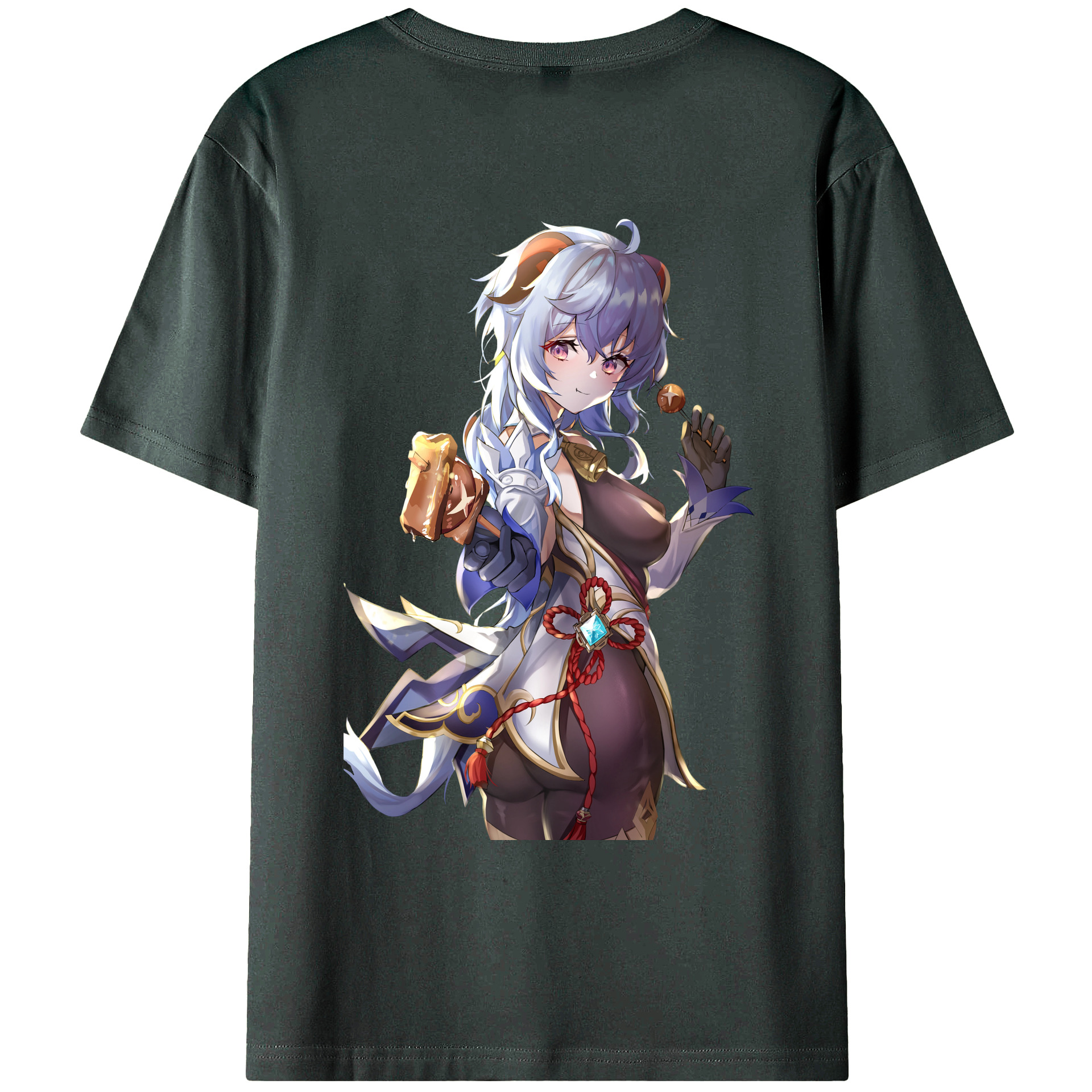 げんし神 甘雨 かんう genshin Ganyu 綿100％ メンズ半袖Tシャツ（バックプリント） 通気性